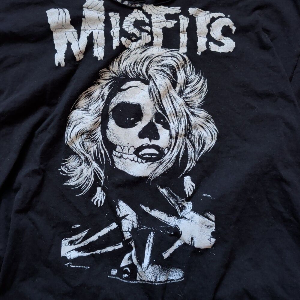 Misfits Band T-Shirt XL Black Upcycled Reworked Fringe Cut-Out Punk Rock Horror - Picture 2 of 6